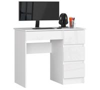 Bureau d'ordinateur AKORD droit A7 Blanc 90 cm 4 tiroirs façade Blanche Brillante 90x50x77 cm