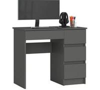 Bureau d'ordinateur AKORD droit A7 Grafit Szary 90 cm 4 tiroirs façade Gris Graphite 90x50x77 cm Gris Graphite
