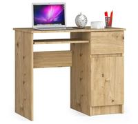 AKORD Piksel Petit bureau avec tiroirs Bureau d'ordinateur Table de bureau avec plateau clavier Décoration en bois L 90 x H 77 x P 50 cm 30 kg Armoire droite Couleur: chêne artisanal