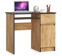 AKORD Piksel Petit Bureau avec tiroirs Bureau d'ordinateur Table de Bureau avec étagère pour Clavier Décoration en Bois L90 x H77 x P50 cm 30 kg Armoire Droite Artisanat chêne