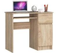Bureau d'ordinateur AKORD droit PIKSEL Chêne Sonoma 90 cm 1 porte 1 tiroir façade Chêne Sonoma 3 étagères 90x50x77 cm Chêne Sonoma G