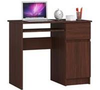 Bureau d'ordinateur AKORD droit PIKSEL Wengé 90 cm 1 porte 1 tiroir façade Wengé 3 étagères 90x50x77 cm Wengé G