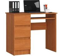 Bureau d'ordinateur AKORD gauche A6 Aulne 90 cm 3 tiroirs façade Aulne 1 étagère 90x50x77 cm Aulne G