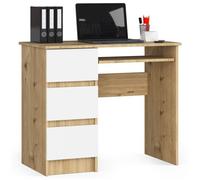Akord Bureau 3 Tiroirs Ordinateur Gauche Chêne Artisan/Blanc 90X50X77