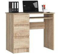 Bureau d'ordinateur AKORD gauche A6 Chêne Sonoma 90 cm 3 tiroirs façade Chêne Sonoma 1 étagère 90x50x77 cm Chêne Sonoma G