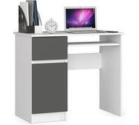 Bureau d'ordinateur AKORD gauche PIKSEL Blanc 90 cm 1 porte 1 tiroir façade Gris Graphite 3 étagères 90x50x77 cm Blanc / Gris Graphite G