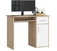 AKORD Bureau Ordinateur PC PIN avec Tablette Clavier | L90 x H74 x P50 cm 29 kg | Bureau avec 1 Tiroir 1 Casier de Rangement | Simple PC Desk Étagère