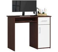 Akord Bureau Pin 1 Tiroir 1 Placard Droit Wengé/Blanc 90X50X74