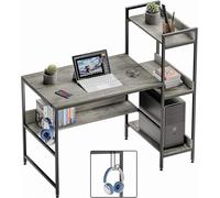 Bureau d'ordinateur avec étagères de rangement, 120 cm, petit bureau d'angle, bureau d'écriture et de travail pour petits espaces, chambre à coucher, bibliothèque réversible et étagère sous le bureau