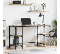 Bureau d'ordinateur avec étagères en Bois d'ingénierie et métal, Style Rustique Industriel, 140 x 50 x 75 cm, Finition Opaque, Espace de Travail Moderne pour télétravail ou étude,