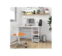 Bureau d'ordinateur 105x55 cm en MDF blanc et métal, style industriel, poste de travail