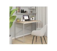 vidaXL Bureau d'ordinateur Blanc et chêne 110x60x70 cm Aggloméré