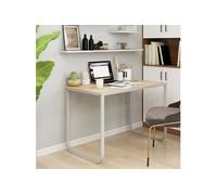 Bureau d'ordinateur Blanc et chêne 110x60x73 cm Aggloméré30202