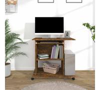 Bureau d'Ordinateur Chêne Fumé 80x50x75 cm Bois d'Ingénierie Rangement vidaXL