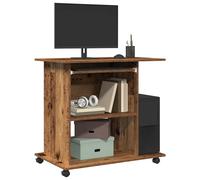 Bureau d'Ordinateur Chêne Fumé 80x50x75 cm Bois d'Ingénierie Rangement vidaXL