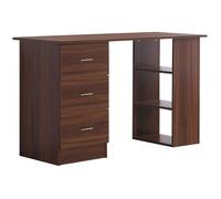 Bureau d'ordinateur - HOMCOM - 3 tiroirs 3 étagères bureau rangement réversible étude - Panneaux particules - noyer