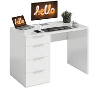 Bureau d'ordinateur - HOMCOM - 4 tiroirs - haute brillance - style moderne - panneaux de particules - 110 x 60 cm - blanc