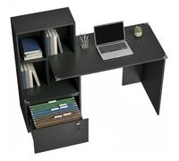 Bureau d'ordinateur - HOMCOM - bibliothèque 4 compartiments tiroir verrouillable - panneau de particules - 126x50x109cm - noir