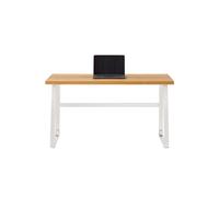 Bureau d'ordinateur idéal pour studio, bureau, PC, lecture et dessin - Design blanc avec dessus en chêne, en bois et acier, 120 x 60 x 75 cm