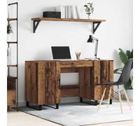 Bureau d'ordinateur Industriel en Bois d'ingénierie 140 x 50 x 75 cm | Design loft urbain, finition mate, étagères et porte battante, surface lisse, robuste pour usage régulier, adapté aux