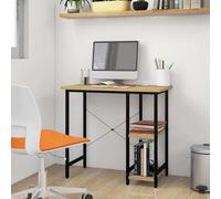 Bureau d'Ordinateur Noir et Chêne Clair 80x40x72cm MDF et Métal Table vidaXL