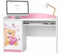 Bureau d'ordinateur pour enfants rose | Bureau d'écolier aux couleurs pastel | Bureau compact avec tiroir pour clavier, idéal pour la chambre d'une petite fille