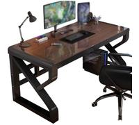 Bureau d'ordinateur pour filles - Table de bureau en verre trempé avec gestion des câbles et cadre robuste en forme de K, idéal pour la chambre à coucher