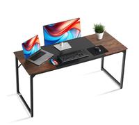 Bureau d'Ordinateur-VEVOR-160 x 60 x 75 cm-Table de Bureau Informatique en Bois avec Cadre en Métal-Marron Rustique et Noir