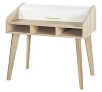 Bureau Dos d'âne Vintage Rideau Blanc - 0 Tiroir - L 104 x l 60 x H 95 cm marron G