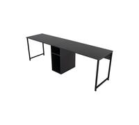 Bureau double AUCUNE TWIN 240x74x60 cm Double poste Rangement central Anthracite & Noir