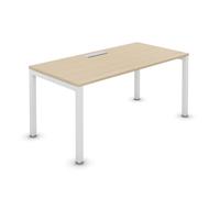 Bureau droit Burocolor avec trappe d'accès - L.160 x P.80 cm - Plateau Chêne - Pieds Blanc