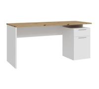 Bureau droit CONTRA COSTA - L160 x l60 x H73 5 cm - Blanc mat / Chêne artisan