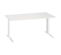 Bureau droit Excellens L 160 cm piétement métal plus blanc / blanc - - Bruneau