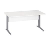 Bureau droit Excellens Métal L 160 cm plateau + voile de fond bois droit blanc - pied métal L aluminium - - Bruneau