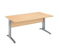 Bureau droit hêtre L 160 cm, piétement L métal - O-line 2 - aluminium