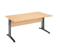 Bureau droit hêtre L 160 cm, piétement L métal - O-line 2 - anthracite