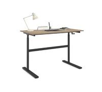 IDMarket Bureau droit Jeanne assis-debout manivelle réglable 70-120 cm hêtre/noir