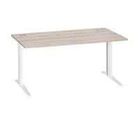 Bureau droit L 160 cm Excellens piètement métal Plus Chêne Gris / blanc - - Bruneau