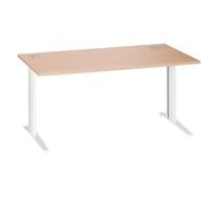 Bureau droit L 160 cm piètement Excellens métal Plus Chêne Clair / blanc - - Bruneau
