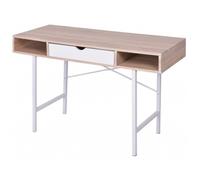 Bureau droit VIDAXL - Chêne et blanc - 1 tiroir - Style scandinave/moderne
