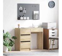 vidaXL Bureau Chêne Sonoma 90 x 37,5 x 75 cm Bois d'ingénierie, Bureau Moderne pour Le télétravail, Bois texturé avec tiroirs, Rangement, Design épuré