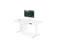 Bureau électrique assis-debout avec tiroir et chargeur sans fil Qi, blanc, 1 200 mm : ELLIS