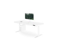 Bureau électrique assis-debout avec tiroir et chargeur sans fil Qi, blanc, 1 600 mm : ELLIS