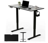 Juskys Bureau à Hauteur réglable de 120 x 60 cm - Bureau Assis/Debout à réglage électrique continu, Fonction mémoire - Noir
