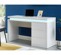 Bureau EMERSON - 3 tiroirs - MDF laqué blanc - LEDs