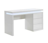 Bureau EMERSON - 3 tiroirs - MDF laqué blanc - LEDs