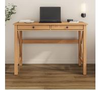Bureau en bois ADRIAN L 110 cm avec deux tiroirs en bois massif coloris chêne avec rangement élégant et pratique