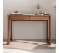 Bureau en bois avec 2 tiroirs NOAH, design scandinave, en pin massif coloris châtaignier