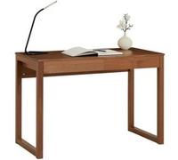 Bureau en bois avec 2 tiroirs NOAH, design scandinave, en pin massif coloris châtaignier Brun