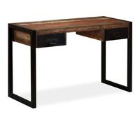 vidaXL Bureau 2 tiroirs Bois de récupération massif 120x50x76 cm Laqué noir